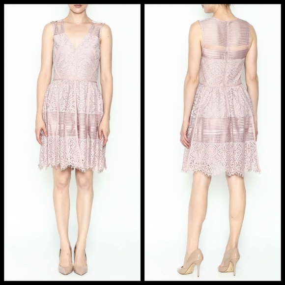 💕ADELYN RAE💕 Pink Crochet Lace Short Dress - Picture 3 of 8